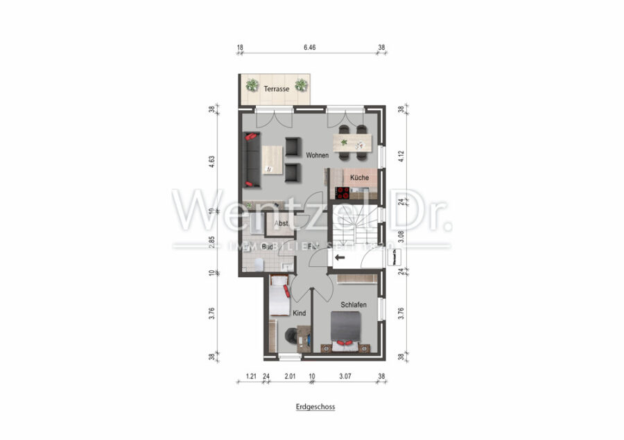 Ihr neues Zuhause wartet: Charmante 3-Zimmer-Wohnung mit Terrasse und Stellplatz - Grundriss bearbeitet