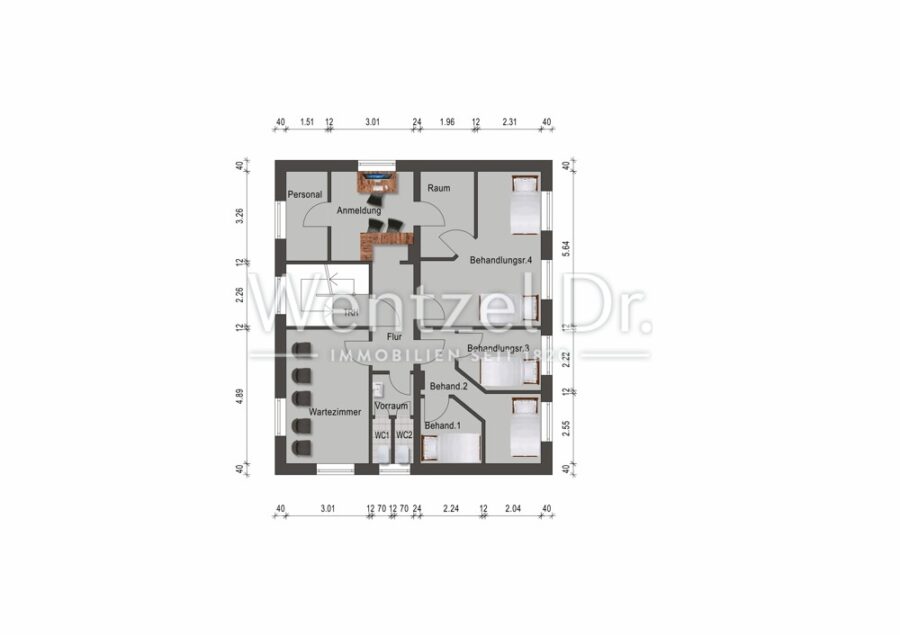 Attraktive Kapitalanlage mit zwei Arztpraxen und Dachgeschosswohnung in gefragter Lage - Grundriss 1. OG