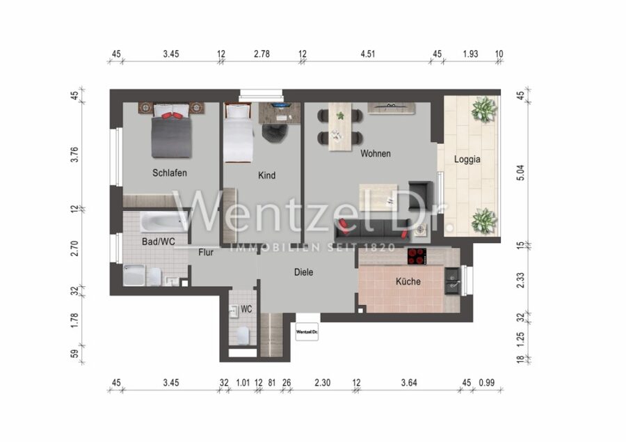 Moderne 3-Zimmer-Wohnung mit großzügigem Balkon – Ihr neues Zuhause zum Wohlfühlen in bester Lage - Grundriss